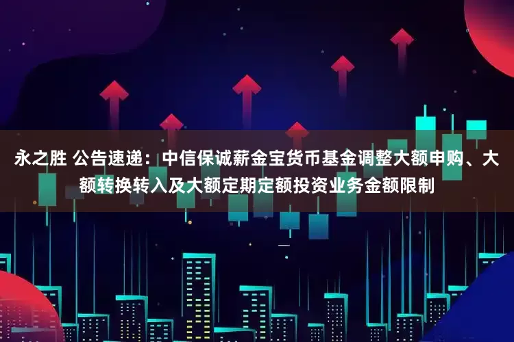 永之胜 公告速递：中信保诚薪金宝货币基金调整大额申购、大额转换转入及大额定期定额投资业务金额限制